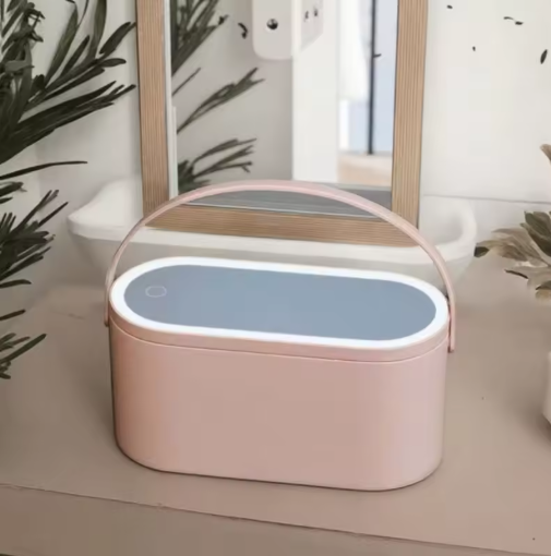 Portable LED Light Storage Box Beauty And Makeup Mirror