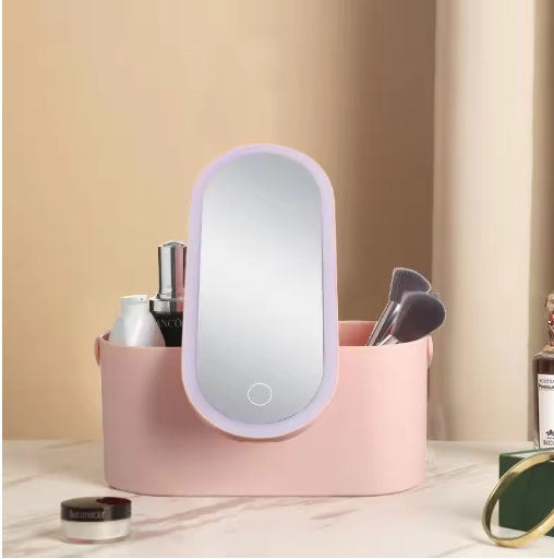 Portable LED Light Storage Box Beauty And Makeup Mirror