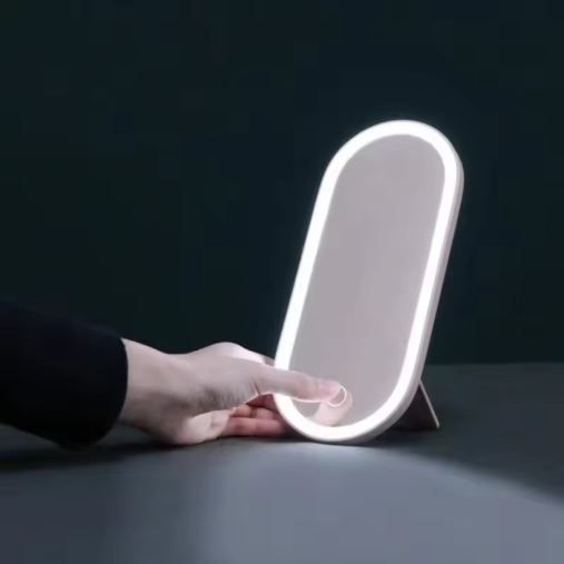 Portable LED Light Storage Box Beauty And Makeup Mirror